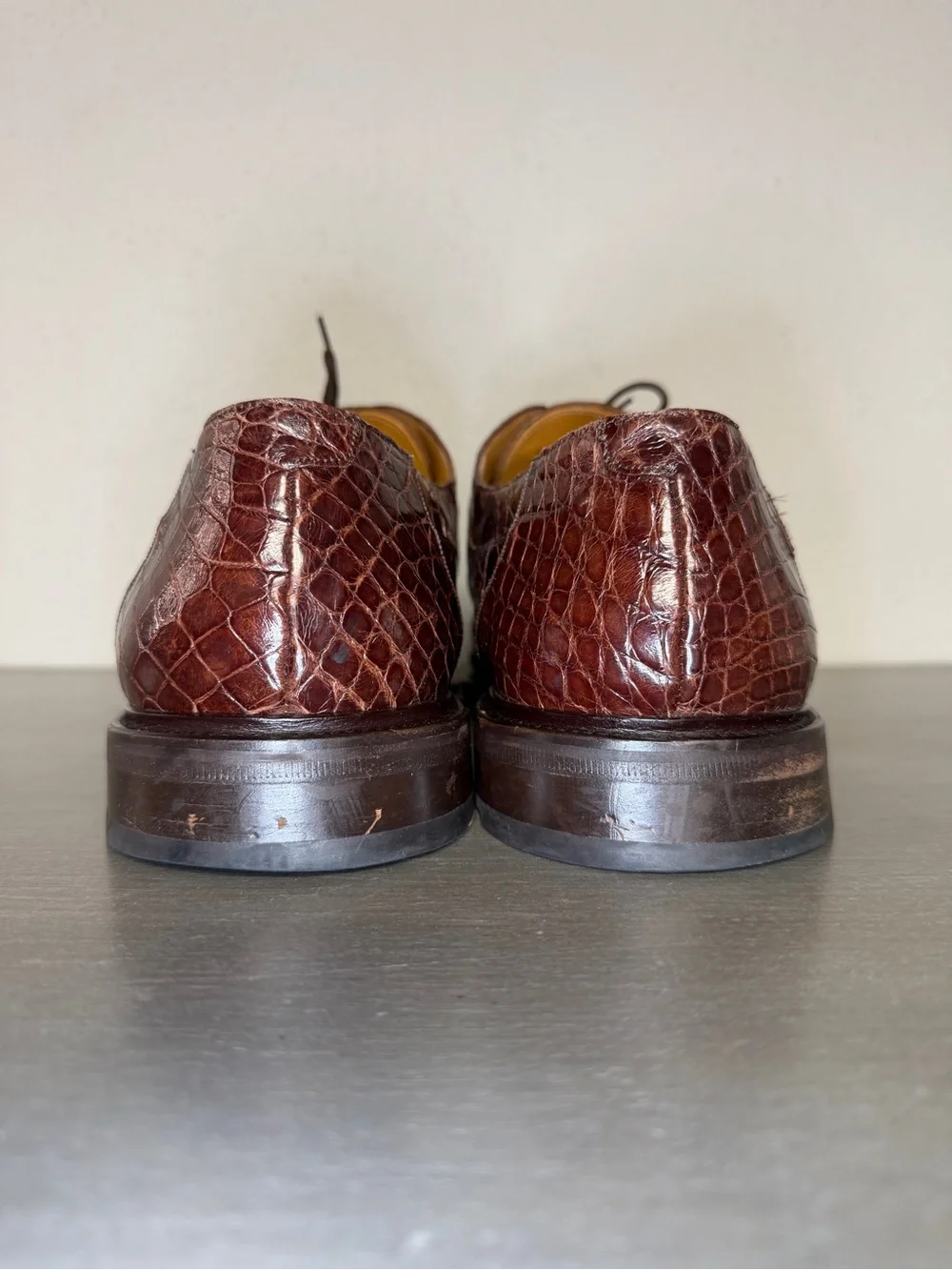 Mezlan Genuine Crocodile Leather Derby Dress Shoes Men’s Size 17M Made In Spain
